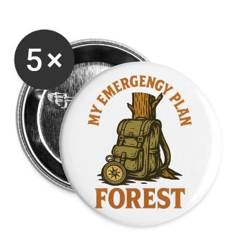 Mein Notfallplan Forest Prepper Survival - Buttons klein 25 mm (5er Pack) - Weiß - Vorne