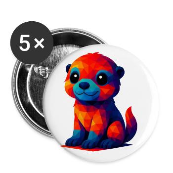 WPAP polygone Kawaii Style bébé loutre animaux - Lot de 5 petits badges (25 mm) - blanc - Devant