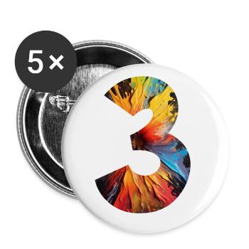 NUMÉRO 3 ANS 3ÈME ANNIVERSAIRE - Lot de 5 petits badges (25 mm) - blanc - Devant