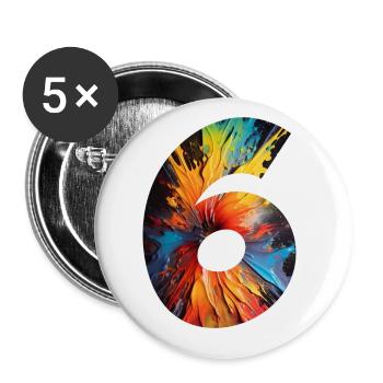 NUMÉRO 6 ANS 6E ANNIVERSAIRE - Lot de 5 petits badges (25 mm) - blanc - Devant