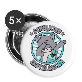 Schulkind Erstklassich Dabbing Katze Einschulung - Buttons klein 25 mm (5er Pack) - Weiß - Vorne