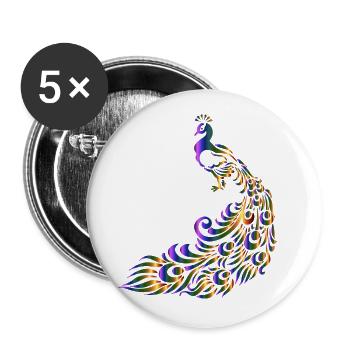 Peacock colorful - Buttons small 1''/25 mm (5-pack) - white - Front