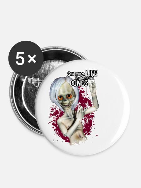 Morty, der fröhliche Knochenmann - Buttons klein 25 mm (5er Pack) - Weiß