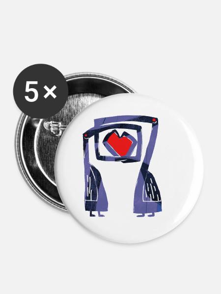 Turteltauben - Buttons klein 25 mm (5er Pack) - Weiß