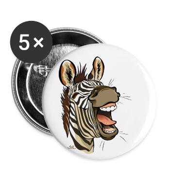 Zebra laughing - Buttons small 1''/25 mm (5-pack) - white - Front