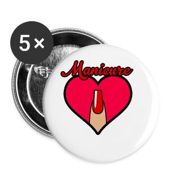 Maniküre Nägel Fingernägel Herz Liebe - Buttons klein 25 mm (5er Pack) - Weiß - Vorne