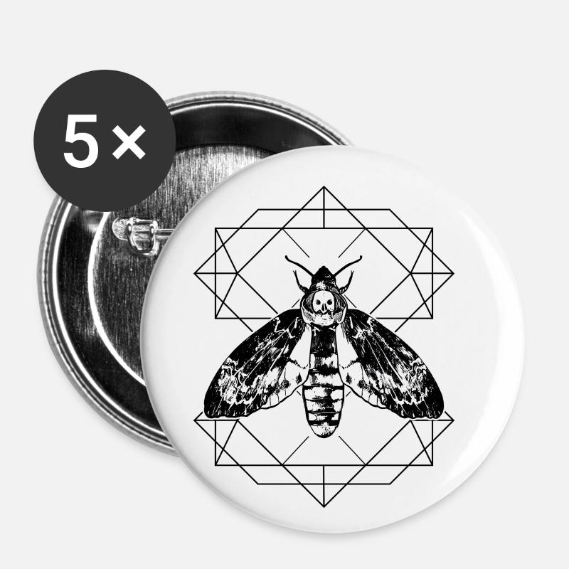 Moth geometry insect butterfly - Buttons small 1''/25 mm (5-pack) - white