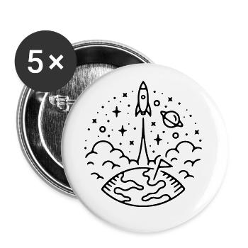 Rocket launch gift idea - Buttons small 1''/25 mm (5-pack) - white - Front