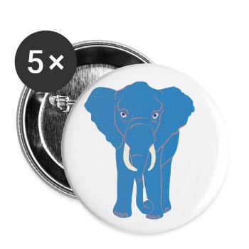 blue elephant - Buttons small 1''/25 mm (5-pack) - white - Front