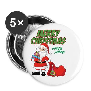 Drôle de motif de Noël - Lot de 5 petits badges (25 mm) - blanc - Devant