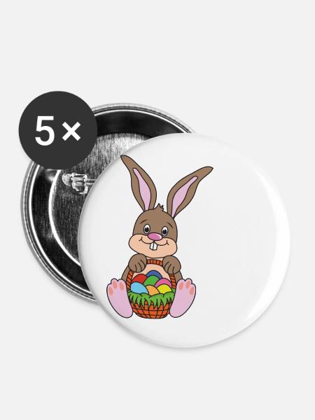 Ostern Osterhase - Buttons klein 25 mm (5er Pack) - Weiß