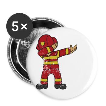Retro Vintage Grunge Dabbing Dab Feuerwehrmann - Buttons klein 25 mm (5er Pack) - Weiß - Vorne