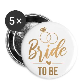 Mariée à être - future mariée - or - Lot de 5 petits badges (25 mm) - blanc - Devant