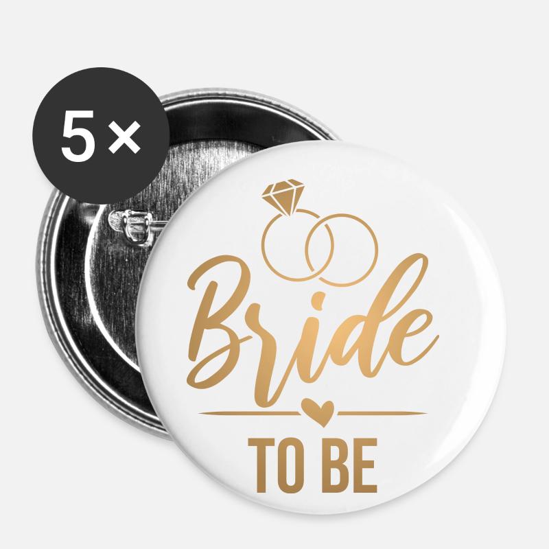 Bride to be - future bride - gold - Buttons small 1''/25 mm (5-pack) - white