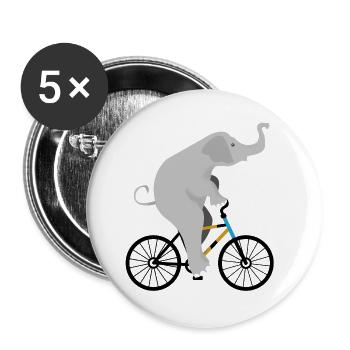 Elephant is riding on his bike - Buttons small 1''/25 mm (5-pack) - white - Front