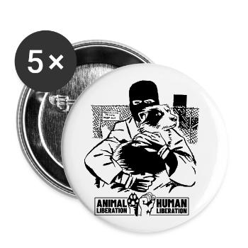 Animal Liberation Human Liberation II (schwarz) - Buttons klein 25 mm (5er Pack) - Weiß - Vorne