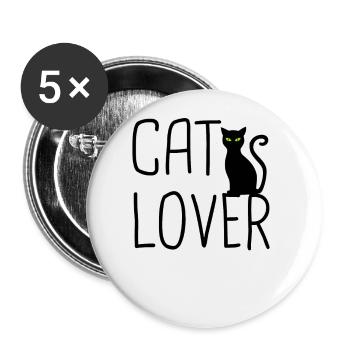 Cat Lover - Buttons small 1''/25 mm (5-pack) - white - Front