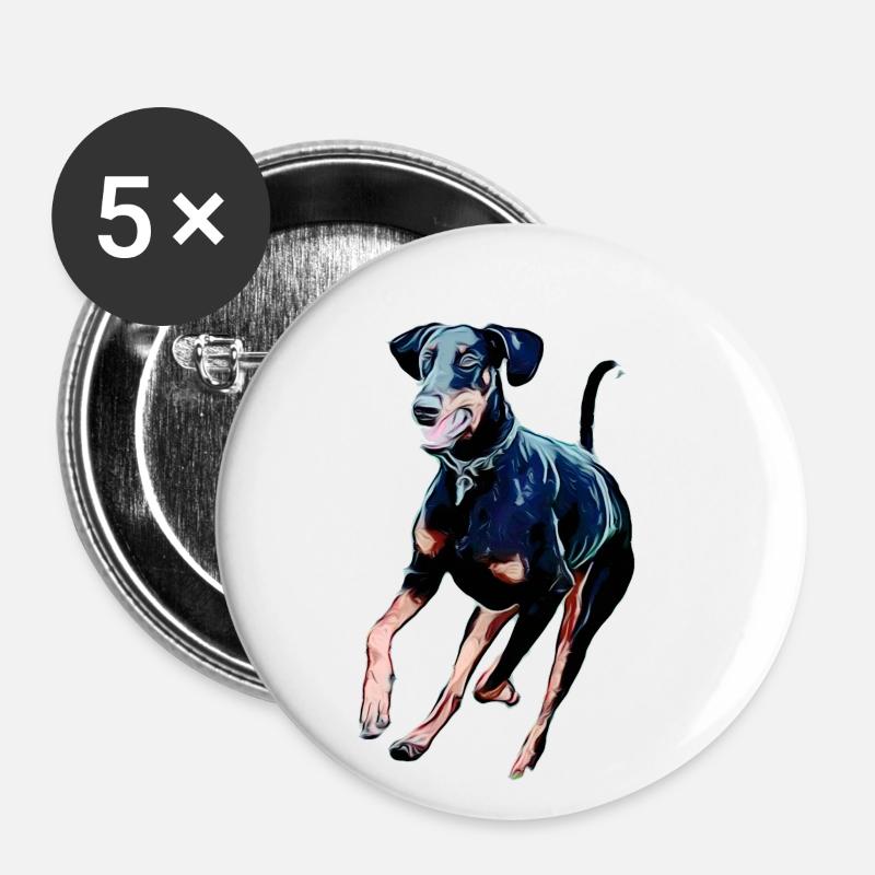 Doberman - Buttons small 1''/25 mm (5-pack) - white