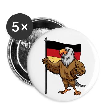 Adler Vogel Deutschland Fahne Länder EU Europa - Buttons klein 25 mm (5er Pack) - Weiß - Vorne