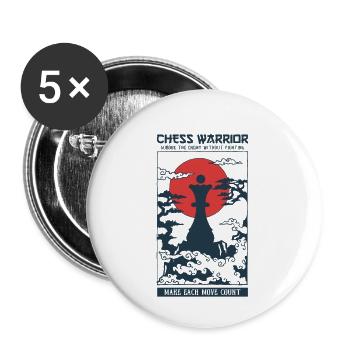 Reine guerrière d'échecs de temple - Lot de 5 petits badges (25 mm) - blanc - Devant