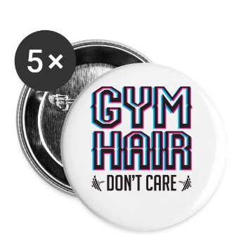 Cadeau de remise en forme drôle pour cheveux fitness - Lot de 5 petits badges (25 mm) - blanc - Devant
