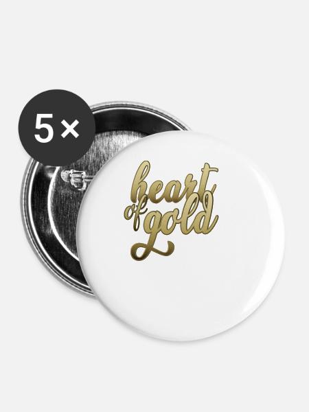 heart of gold - Buttons klein 25 mm (5er Pack) - Weiß