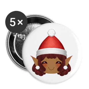 Adorable Nöel's Elf with Santa's Cap - Buttons small 1''/25 mm (5-pack) - white - Front