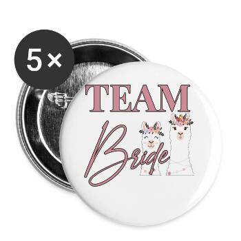 Team Bride Braut Alpaka Lama JGA Hochzeit - Buttons klein 25 mm (5er Pack) - Weiß - Vorne