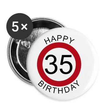 Joyeux anniversaire 35 anniversaire de signe de route - Lot de 5 petits badges (25 mm) - blanc - Devant