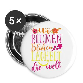 Blumen Blühen Florsit Floristik Floristin Lächeln - Buttons klein 25 mm (5er Pack) - Weiß - Vorne
