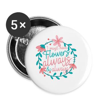Blumen Florist Floristik Floristin Spruch - Buttons klein 25 mm (5er Pack) - Weiß - Vorne