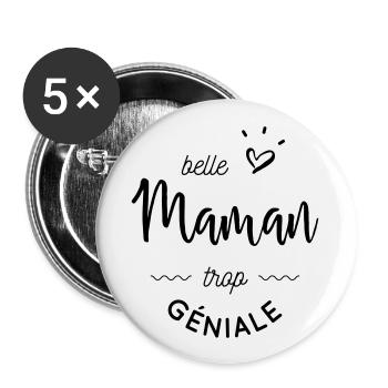 Belle maman trop geniale - Lot de 5 petits badges (25 mm) - blanc - Devant