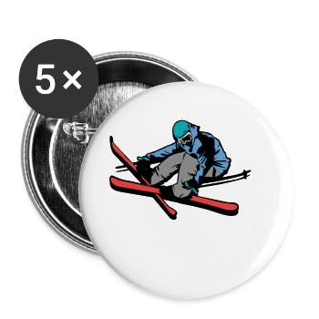 skier - Buttons small 1''/25 mm (5-pack) - white - Front