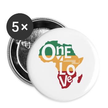 One love Reggae Music Africa Rasta Reggae Music - Buttons small 1''/25 mm (5-pack) - white - Front