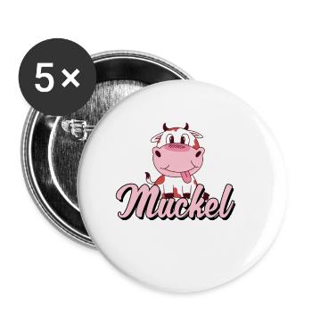Muckel Kuh Kalb Kälbchen Rind Rindvieh Comic - Buttons klein 25 mm (5er Pack) - Weiß - Vorne