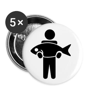 Les pêcheurs vont à la pêche - Lot de 5 petits badges (25 mm) - blanc - Devant