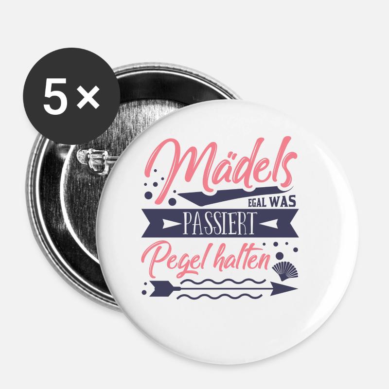 Trinkspruch Mädels - Buttons klein 25 mm (5er Pack) - Weiß