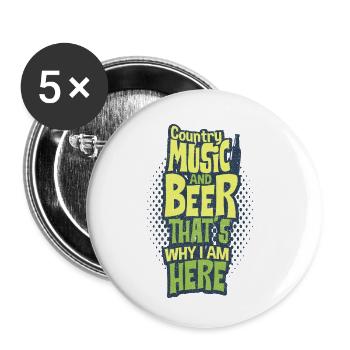 Country Music - Buttons small 1''/25 mm (5-pack) - white - Front