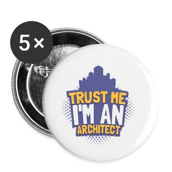 architecte - Lot de 5 petits badges (25 mm) - blanc - Devant