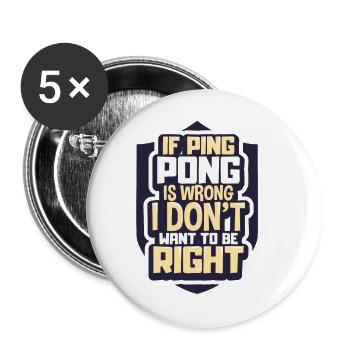 Tennis de table - Lot de 5 petits badges (25 mm) - blanc - Devant