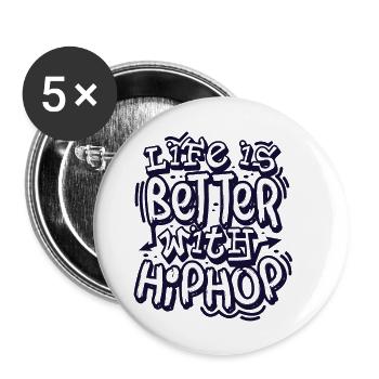 hip hop - Buttons small 1''/25 mm (5-pack) - white - Front