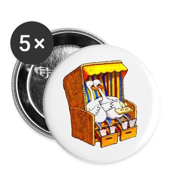 Schwäne im Strandkorb - Buttons klein 25 mm (5er Pack) - Weiß - Vorne