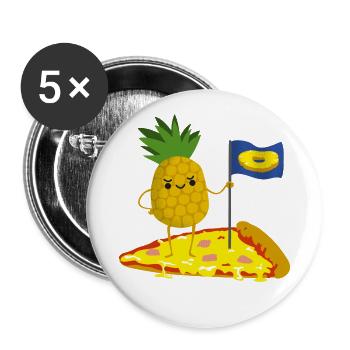 Pizza Hawaï T-shirt - Lot de 5 petits badges (25 mm) - blanc - Devant