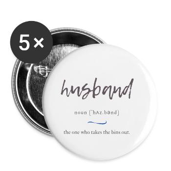 Husband (husband) Convoluted Edition - Buttons small 1''/25 mm (5-pack) - white - Front