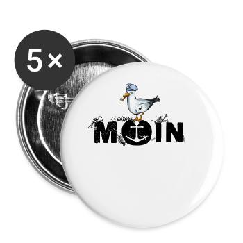 Moin Fischköppe Norddeutschland Küste Nordsee - Buttons klein 25 mm (5er Pack) - Weiß - Vorne
