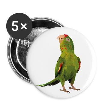 rotgesichtiger Sittich - Buttons klein 25 mm (5er Pack) - Weiß - Vorne
