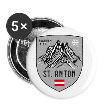 St. Anton Patteriol Autriche Armoiries - Lot de 5 petits badges (25 mm) - blanc - Devant