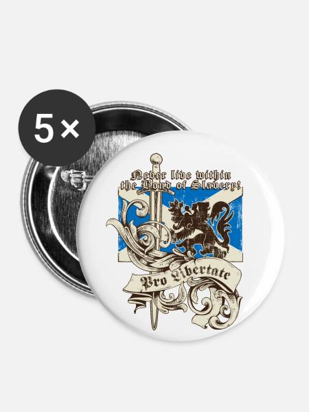 Pro Libertate - For Freedom - William Wallace - Buttons small 1''/25 mm (5-pack) - white