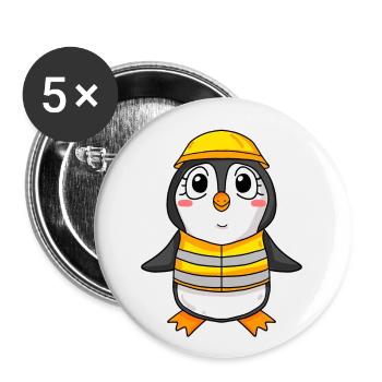 Richtfest Pinguin Hausbau Haus bauen Geschenk - Buttons klein 25 mm (5er Pack) - Weiß - Vorne