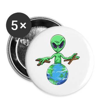 Alien Puppenspiel Außerirdische Kontrolle - Buttons klein 25 mm (5er Pack) - Weiß - Vorne